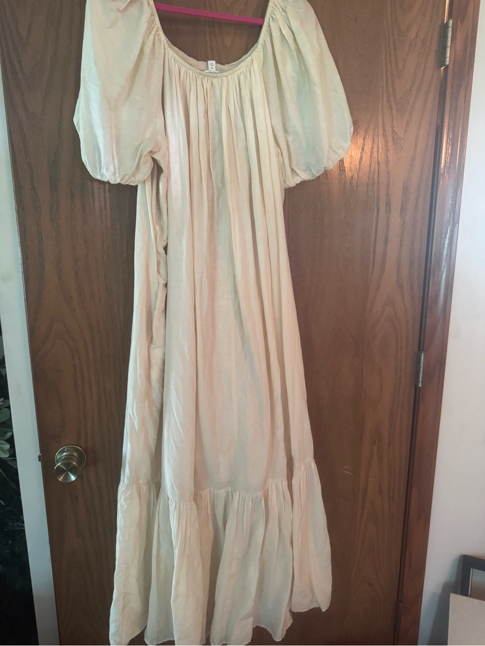 Nordstrom Cream Maxi Dress with Puff Sleeves - Picture 3 of 4
